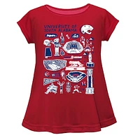 Girls Youth Vive La Fete  Red South Alabama Jaguars Impressions Artwork A-Line Top