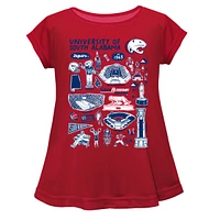 Girls Youth Vive La Fete  Red South Alabama Jaguars Impressions Artwork A-Line Top