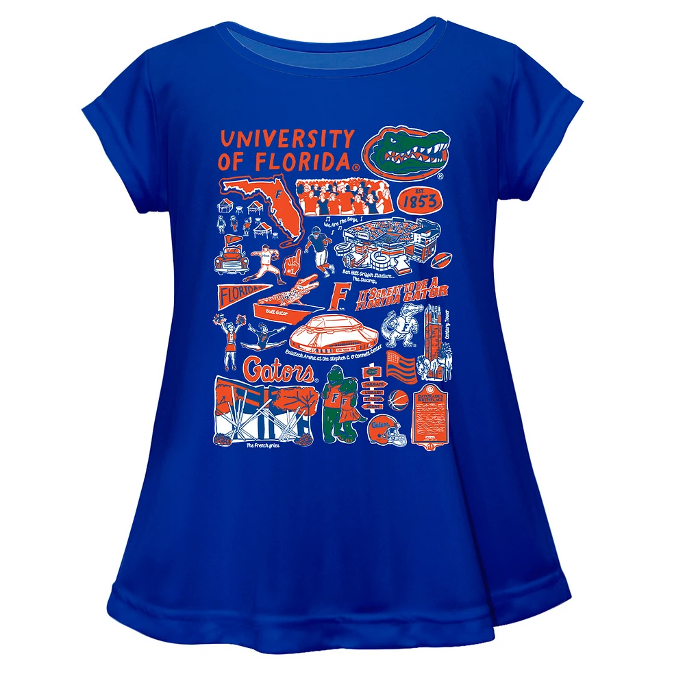 Girls Youth Vive La Fete Blue Florida Gators Impressions Artwork A-Line Top