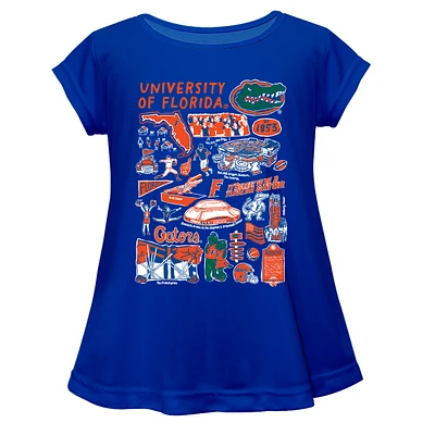 Girls Youth Vive La Fete  Blue Florida Gators Impressions Artwork A-Line Top