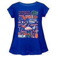 Girls Youth Vive La Fete  Blue Florida Gators Impressions Artwork A-Line Top