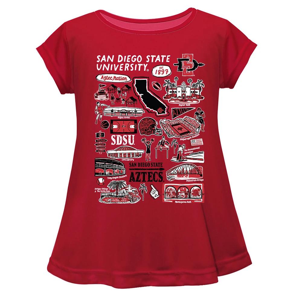 Girls Youth Vive La Fete Cardinal San Diego State Aztecs Impressions Artwork A-Line Top