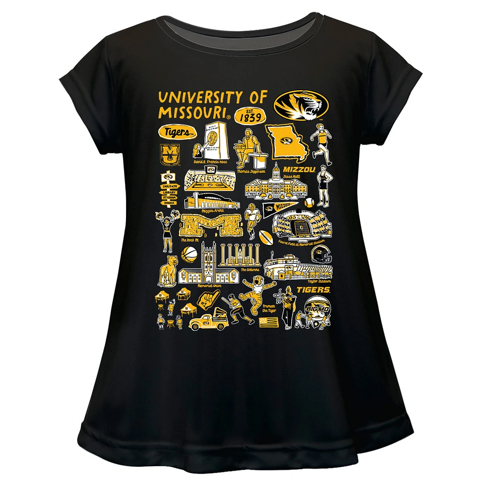 Girls Youth Vive La Fete Black Missouri Tigers Impressions Artwork A-Line Top