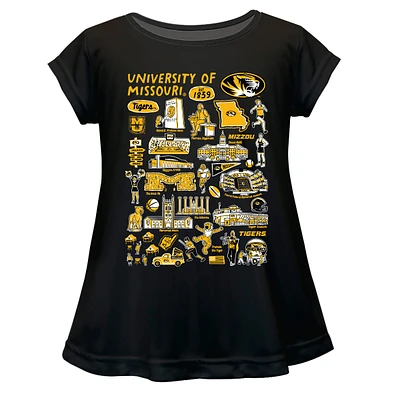 Girls Youth Vive La Fete  Black Missouri Tigers Impressions Artwork A-Line Top