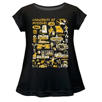 Girls Youth Vive La Fete  Black Missouri Tigers Impressions Artwork A-Line Top