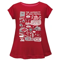 Girls Youth Vive La Fete  Red New Mexico Lobos Impressions Artwork A-Line Top