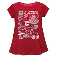 Girls Youth Vive La Fete  Red New Mexico Lobos Impressions Artwork A-Line Top