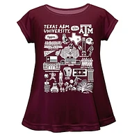 Girls Youth Vive La Fete  Maroon Texas A&M Aggies Impressions Artwork A-Line Top