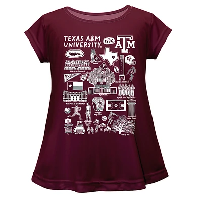 Girls Youth Vive La Fete  Maroon Texas A&M Aggies Impressions Artwork A-Line Top