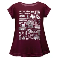 Girls Youth Vive La Fete  Maroon Texas A&M Aggies Impressions Artwork A-Line Top