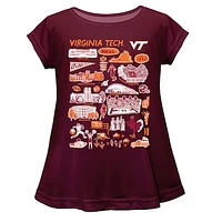 Girls Youth Vive La Fete  Maroon Virginia Tech Hokies Impressions Artwork A-Line Top