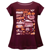 Girls Youth Vive La Fete  Maroon Virginia Tech Hokies Impressions Artwork A-Line Top