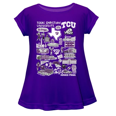 Girls Youth Vive La Fete  Purple TCU Horned Frogs Impressions Artwork A-Line Top