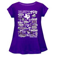 Girls Youth Vive La Fete  Purple TCU Horned Frogs Impressions Artwork A-Line Top