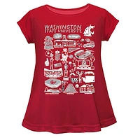 Girls Youth Vive La Fete  Crimson Washington State Cougars Impressions Artwork A-Line Top