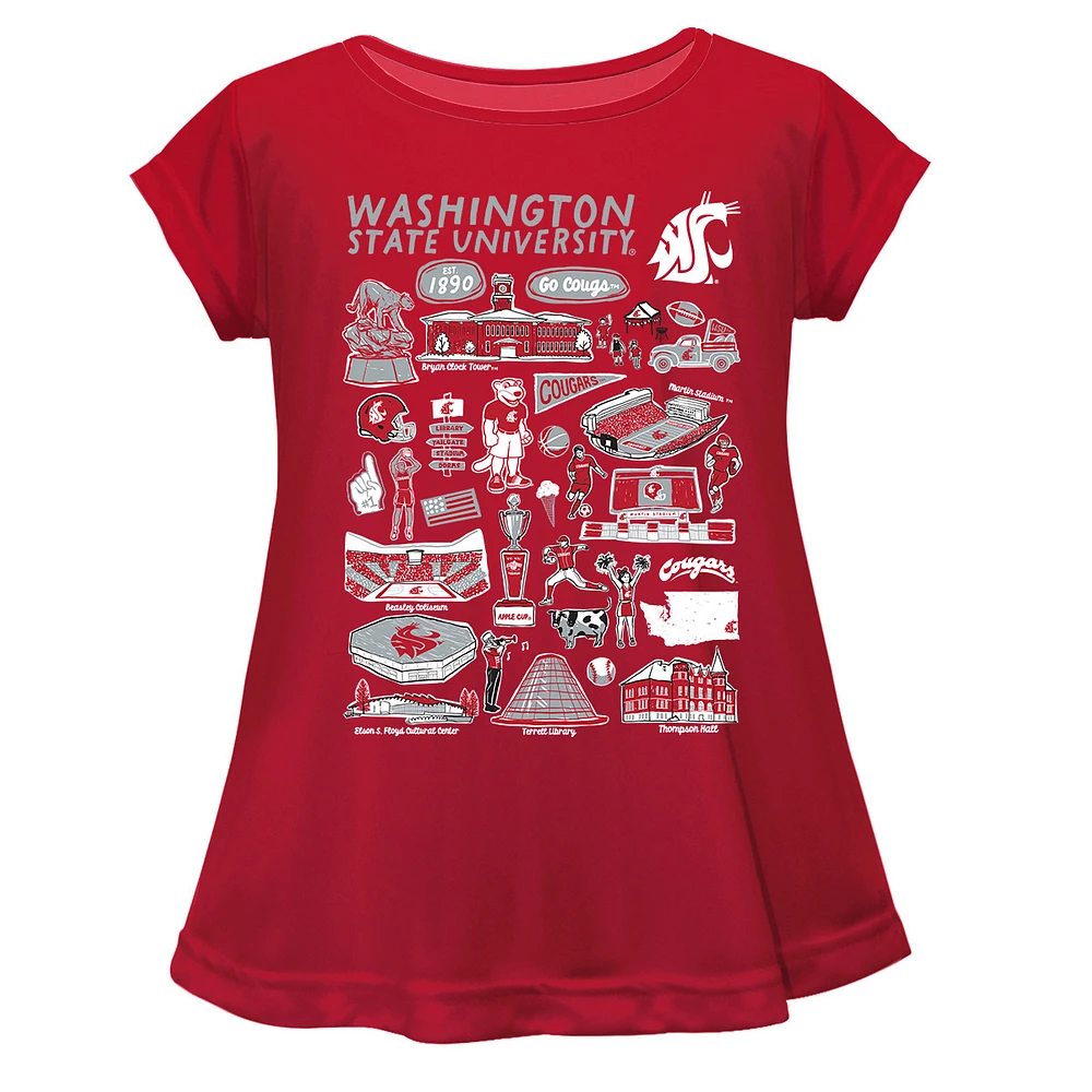 Girls Youth Vive La Fete Crimson Washington State Cougars Impressions Artwork A-Line Top