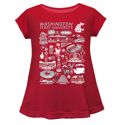 Girls Youth Vive La Fete  Crimson Washington State Cougars Impressions Artwork A-Line Top