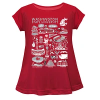 Girls Youth Vive La Fete  Crimson Washington State Cougars Impressions Artwork A-Line Top