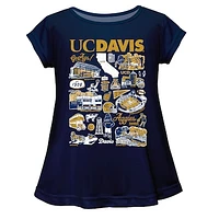 Girls Youth Vive La Fete  Navy UC Davis Aggies Impressions Artwork A-Line Top