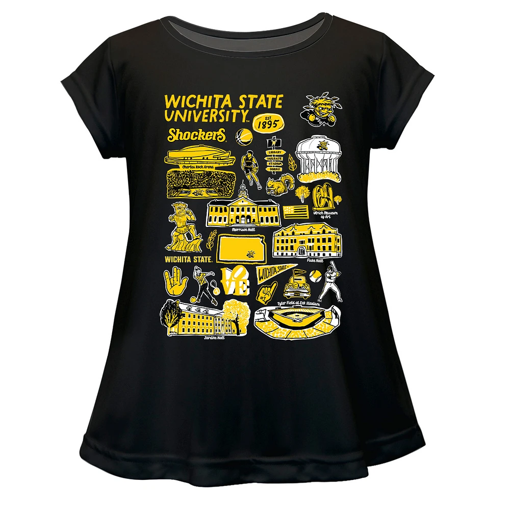 Girls Youth Vive La Fete Black Wichita State Shockers Impressions Artwork A-Line Top