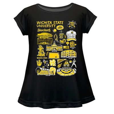 Girls Youth Vive La Fete  Black Wichita State Shockers Impressions Artwork A-Line Top