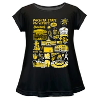 Girls Youth Vive La Fete  Black Wichita State Shockers Impressions Artwork A-Line Top