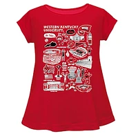 Girls Youth Vive La Fete  Red Western Kentucky Hilltoppers Impressions Artwork A-Line Top