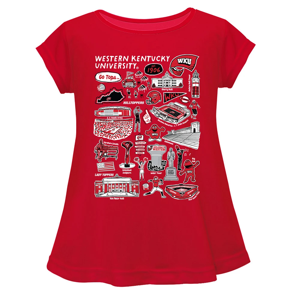 Girls Youth Vive La Fete Red Western Kentucky Hilltoppers Impressions Artwork A-Line Top
