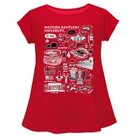 Girls Youth Vive La Fete  Red Western Kentucky Hilltoppers Impressions Artwork A-Line Top