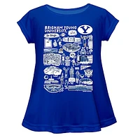 Girls Youth Vive La Fete  Blue BYU Cougars Impressions Artwork A-Line Top