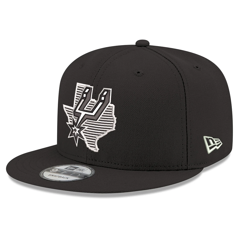 Men's New Era Black San Antonio Spurs State Pride 9FIFTY Snapback Hat