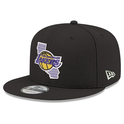 Men's New Era Black Los Angeles Lakers State Pride 9FIFTY Snapback Hat