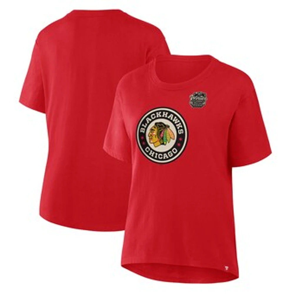 Women's Fanatics Athletic Red Chicago Blackhawks 2025 Winter Classic Primary Logo T-Shirt