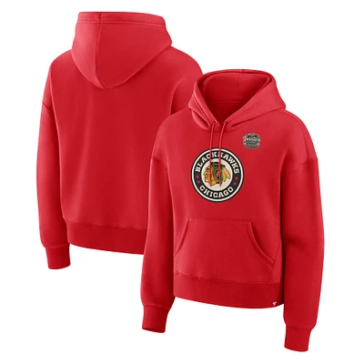 Women's Fanatics Athletic Red Chicago Blackhawks 2025 Winter Classic Primary Logo Pullover Hoodie