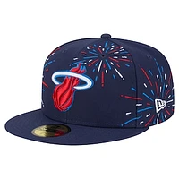 Men's New Era  Navy Miami Heat Americana Fireworks 59FIFTY Fitted Hat