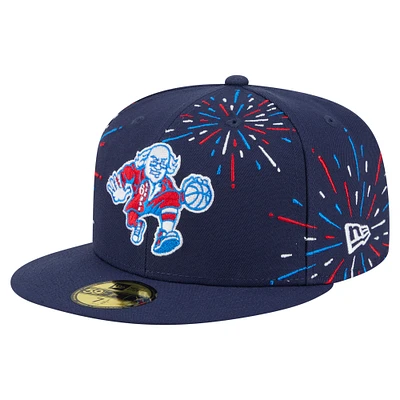 Men's New Era  Navy Philadelphia 76ers Americana Fireworks 59FIFTY Fitted Hat