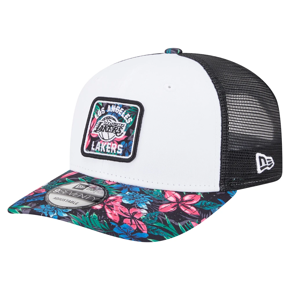 Men's New Era  White Los Angeles Lakers Floral 9SEVENTY Adjustable Hat