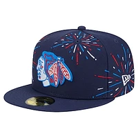 Men's New Era  Navy Chicago Blackhawks Americana Fireworks 59FIFTY Fitted Hat