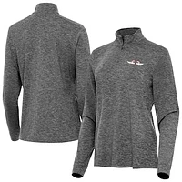 Women's Antigua Heather Black NASCAR - Logo Mentor Quarter-Zip Jacket