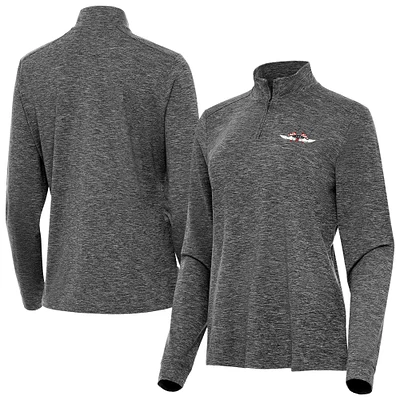 Women's Antigua Heather Black NASCAR - Logo Mentor Quarter-Zip Jacket