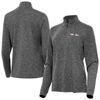 Women's Antigua Heather Black NASCAR - Logo Mentor Quarter-Zip Jacket