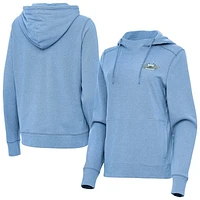 Women's Antigua Heather Powder Blue NASCAR 1956-63 Logo Justice Pullover Hoodie