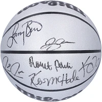 Boston Celtics Legends Autographed Wilson NBA 75th Anniversary Platinum Edition Basketball with 6 Signatures including Larry Bird, Kevin Garnett & Kevin McHale