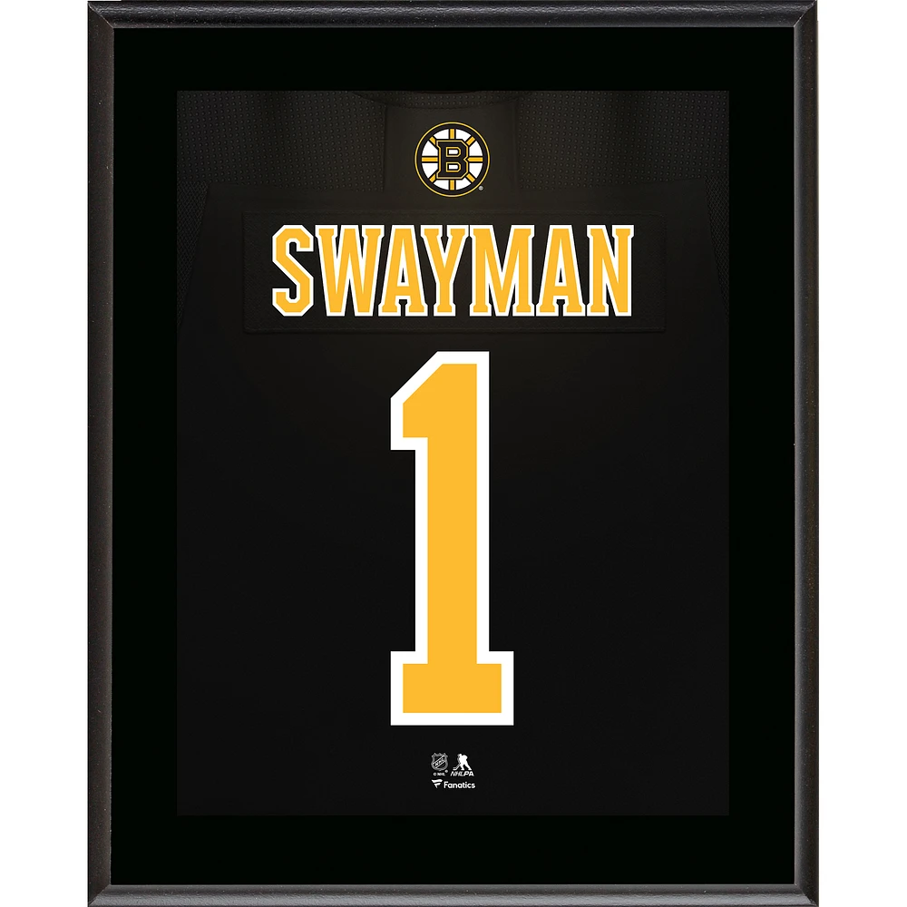 Jeremy Swayman Boston Bruins 10.5" x 13" Jersey Number Sublimated Player Plaque