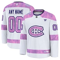 Men's Fanatics  White Montreal Canadiens 2024 Hockey Fights Cancer Custom Practice Jersey