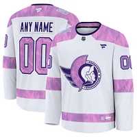 Men's Fanatics  White Ottawa Senators 2024 Hockey Fights Cancer Custom Practice Jersey