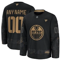 Men's Fanatics  Black Edmonton Oilers 2024 Military Appreciation Personalized Long Sleeve Practice Jersey