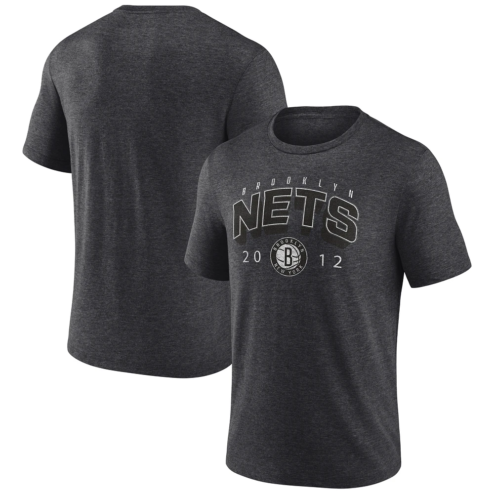 Men's  Charcoal Brooklyn Nets Backboard Tri-Blend T-Shirt