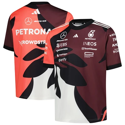 Youth adidas  Dark Red Mercedes-AMG Petronas F1 Team 2025 Miami Grand Prix Driver Replica Jersey