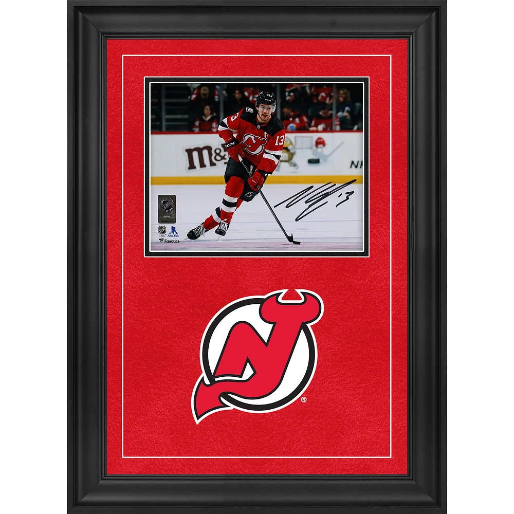 Nico Hischier New Jersey Devils Autographed Deluxe Framed 8" x 10" Red Jersey Skating Photograph